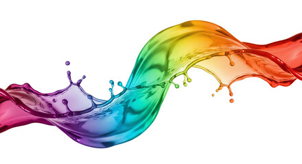 Colorful rainbow liquid swirl splash, isolated on transparent background