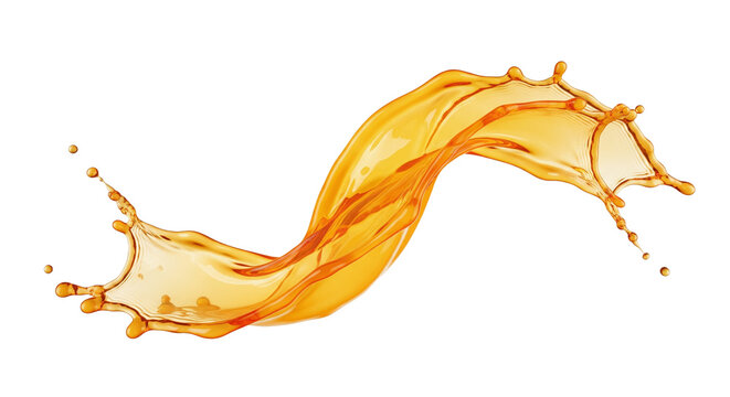 Orange liquid wave splash swirl, isolated on transparent background