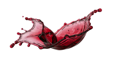 Red wine splash swirl in motion, isolated on transparent background
