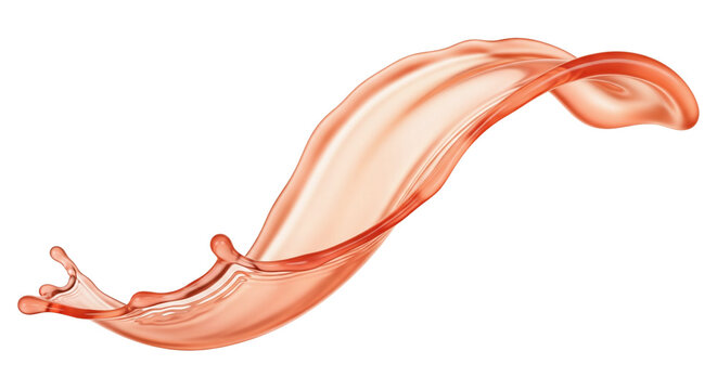 Peach juice swirl splash shape, isolated on transparent background