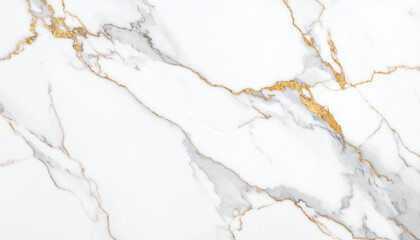 Obraz premium Elegant white marble texture with delicate grey and gold veining, creating a luxurious and sophisticated design