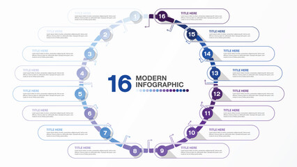 Infographic for presentation, 16 process.