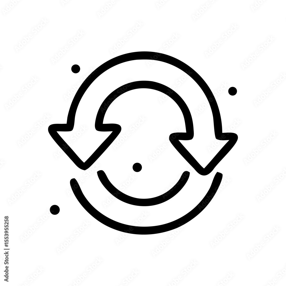 Poster two overlapping circles with arrows, representing a continuous cycle or loop.