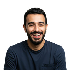 Fototapeta premium Portrait of a Smiling Male Adult with Beard in Casual Attire - Happy Young Man with Joyful Expression