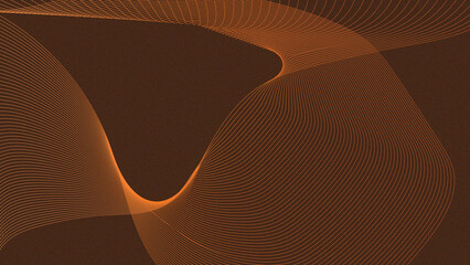Abstract orange wavy lines on textured dark brown background