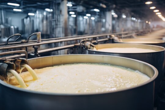 Manufacturing dairy in a contemporary facility including milk processing for cheese and large scale pasteurization Room for text