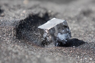 Untreated silver platinum or rare earth from the mine on black sand