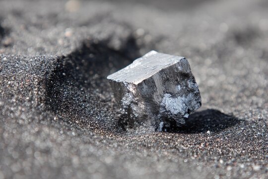 Untreated silver platinum or rare earth from the mine on black sand