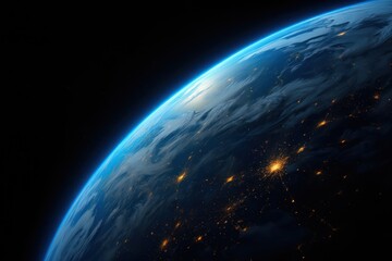 Earth at night, glowing cities seen from space