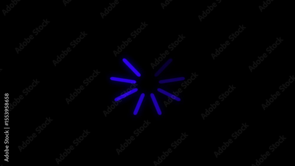 Poster glowing loading spinner animation. inimalist glowing loading spinner icon with radial bars in graysc