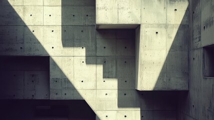 Geometric concrete wall with dramatic shadows.