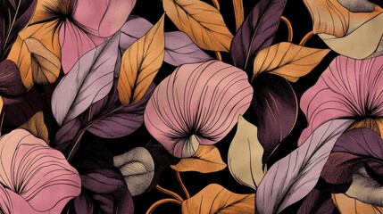 Delicate floral pattern with rich color palette.