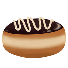 Sweet chocolate donut with glaze topping
