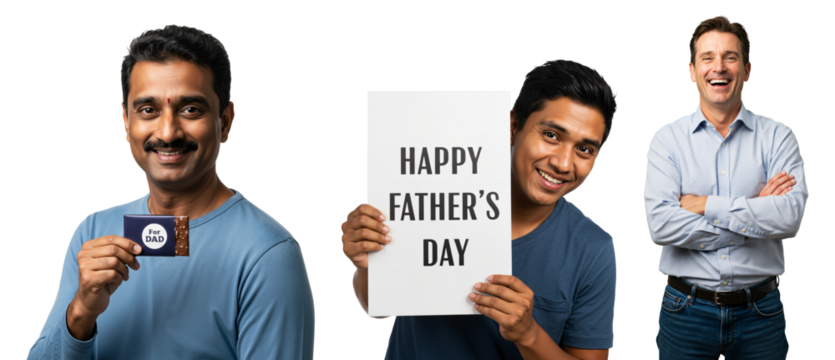 Diverse Men Celebrating Father's Day with Cards and Messages in a Positive Atmosphere - Powered by Adobe