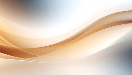 Obraz premium Abstract image featuring flowing, translucent waves of beige and light brown against a blurred grey-white background. The curves are soft and elegant, creating a serene and minimalist aesthetic