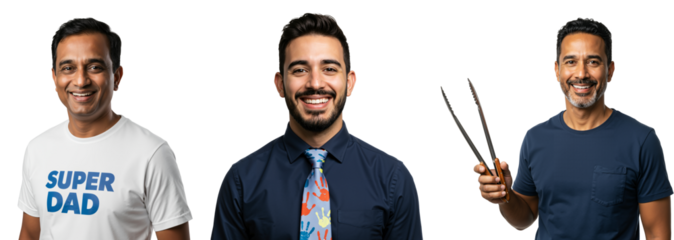 Smiling Men in Casual and Formal Attire: Diverse Group of Fathers Celebrating Fatherhood Together