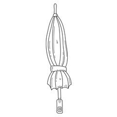 Hand drawn closed umbrella doodle style illustration. Editable stroke element isolated on a white background