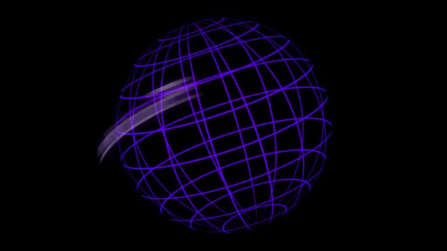 abstract purple sphere on black with future banner spinning