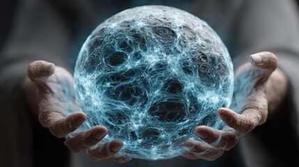 Teamwork in action hands passing a glowing idea sphere close-up innovation hub dynamic collaboration environment