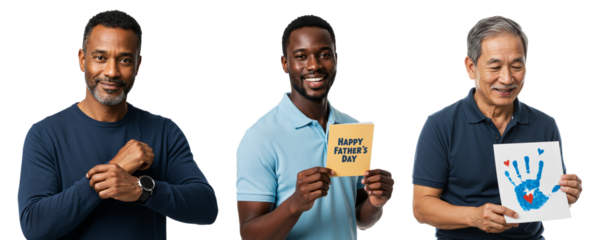 Diverse Group of Middle-Aged Men Celebrating Togetherness with Positive Messages