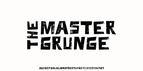 Modern Handwritten Grunge Font. Rough Font. Distress Bold Font. Uppercase, Number,Typography urban style alphabet fonts for fashion, sport, movie, logo design, vector illustration
