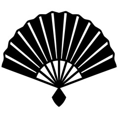  Folding Fan Silhouette Vector: Traditional Asian Hand Fan Design, Decorative Oriental Symbol, Black and White Graphic, Royalty-Free Illustration for Cultural and Design Projects