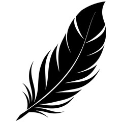 Obraz premium Feather Silhouette Vector: Elegant Bird Feather Design, Lightness Symbol, Black and White Graphic, Royalty-Free Illustration for Nature and Design Projects