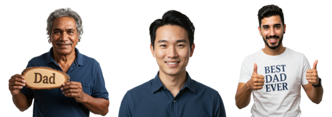 Celebrating Fathers: Diverse Men of Different Ages Showcasing Dad Spirit and Love