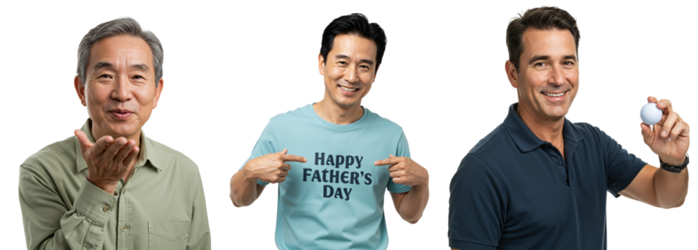 Diverse Group of Men Celebrating Father's Day with Golf and Fun