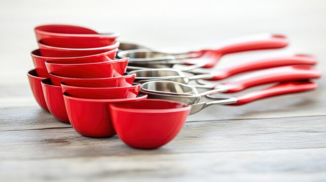 Red and silver measuring cups