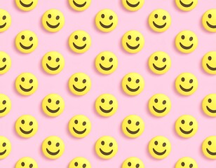 Yellow smiley faces on a pink background