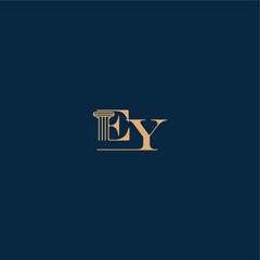 classy law logo EY concept of elegant attorney design with monogram and pillar letter