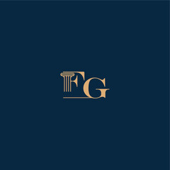 classy law logo FG concept of elegant attorney design with monogram and pillar letter