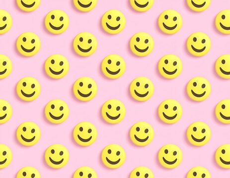 Yellow smiley faces on a pink background