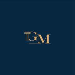 classy law logo with monogram and pillar letter concept of elegant attorney design GM