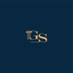 classy law logo with monogram and pillar letter concept of elegant attorney design GS