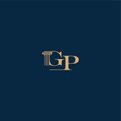 classy law logo with monogram and pillar letter concept of elegant attorney design GP