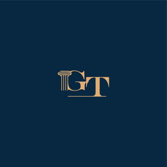 classy law logo with monogram and pillar letter concept of elegant attorney design GT
