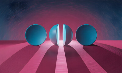 Abstract geometric composition with spheres and vibrant colors