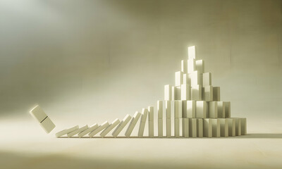 Domino effect: a cascading chain reaction of falling blocks