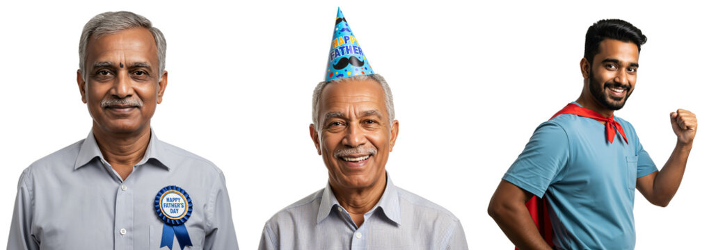 Cheerful Elderly Men in Celebration Attire with Young Man Wearing Cape - Birthday Party Theme and Festive Vibes - Powered by Adobe
