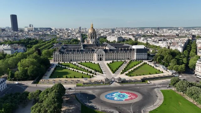 Des Invalides Museum At Paris Ile De France In France. Des Invalides Esplanade. Paris City Landscape. Des Invalides Museum At Paris In Ile De France France. Beautiful Temple. Cultural Heritage.
