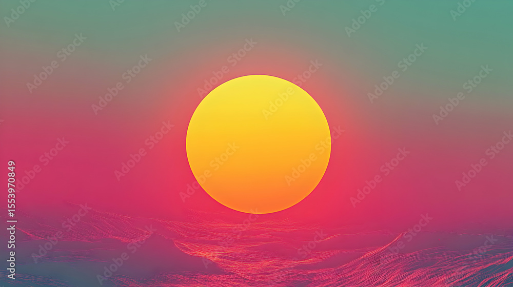 Poster abstract sunset with vibrant colors and smooth gradients creating a serene atmosphere