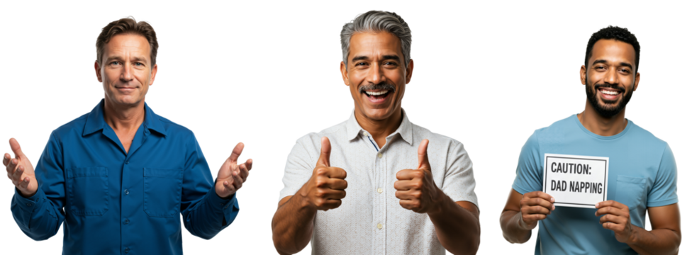 Diverse Group of Middle-Aged Men Expressing Happiness and Enthusiasm with Positive Gestures - Powered by Adobe