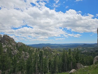 mountain landscape with blue sky and clouds