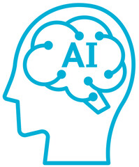 AI・人工知能・ロボットのシルエットイラストアイコン青