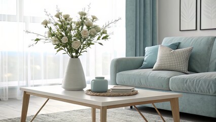 Fototapeta premium Simple modern desk scene with a sleek notebook in a neutral workspace