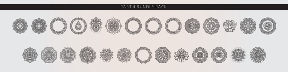 Mandala Bundle Part 4 Hand Drawn Circular Ornamental Line Art Designs for Coloring, Decoration, or Meditation Use