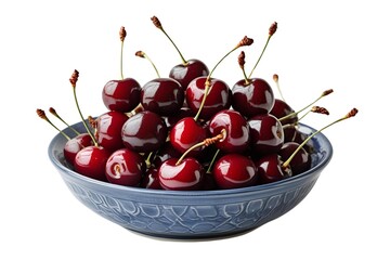 cherries in a bowl isolated on transparent background