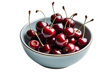 cherries in a bowl isolated on transparent background